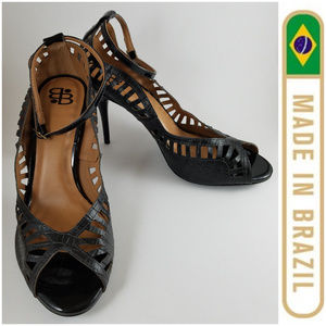 Sandal Black Sz 8.5 Faux Leather Made in Brazil